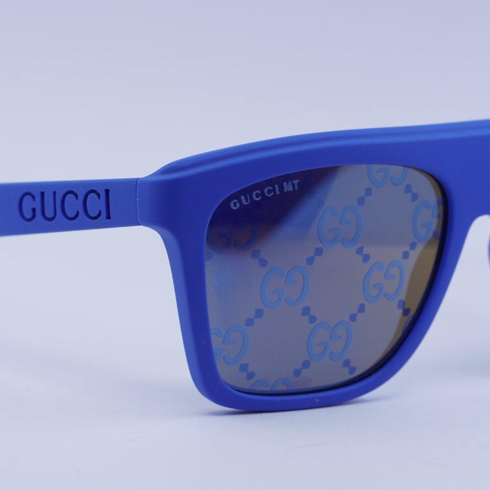 🕶️ New Gucci GG1570S 004 Sunglasses - Matte Blue Frame - Picture 3 of 11